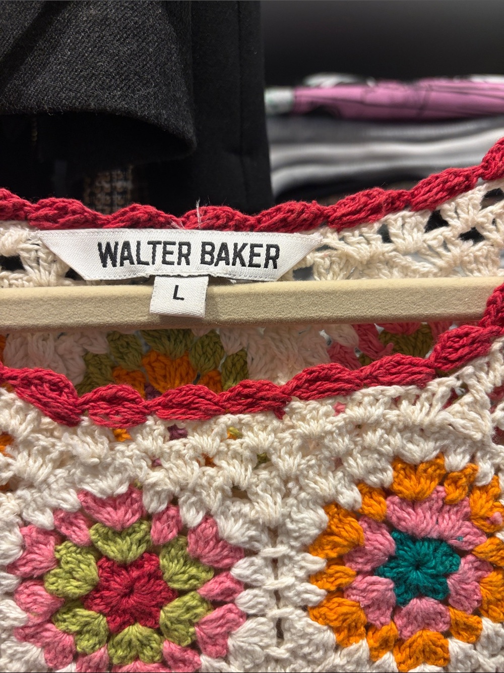 Walter Baker Crochet Floral Tank Top in Cream, Pink, Orange, Green, Teal - Picture 2 of 4